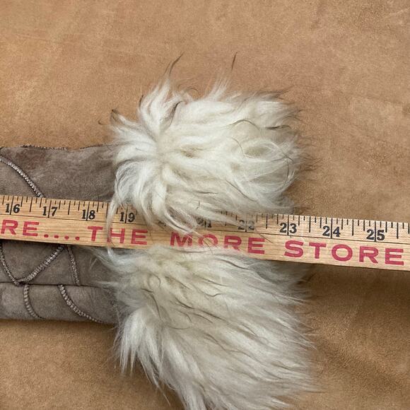 Genuine Shearling Sheepskin Patchwork Leather Coat Jacket Boho fits S - Picture 11 of 12